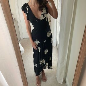 Free People | Black & White Floral Maxi Dress
